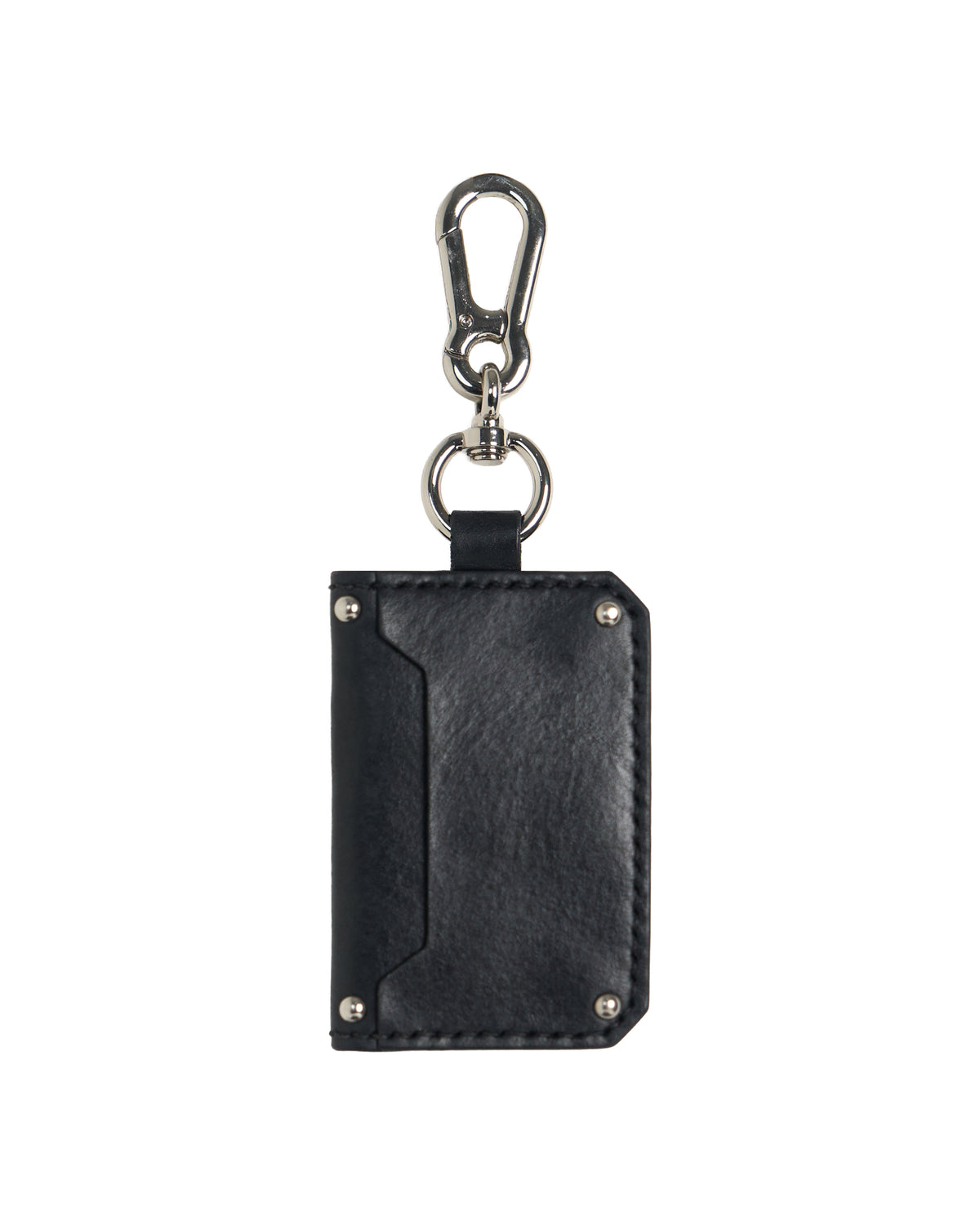Leather Card Holder Black Silver
