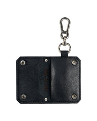 Leather Card Holder Black Silver